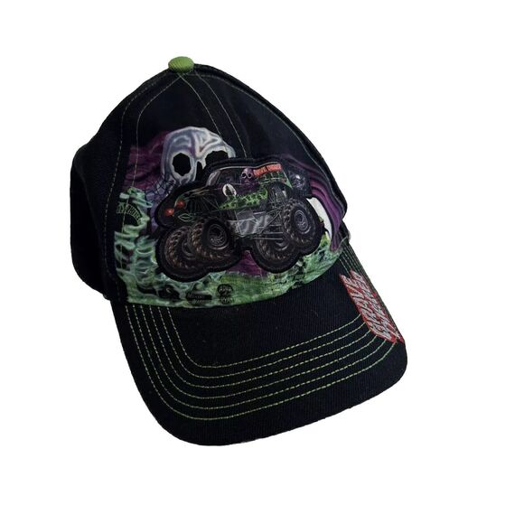Grave Digger Monster Jam Hat Souvenir Cap Snapback Black Green Large Logo Script - Picture 1 of 8